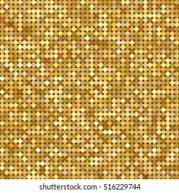 Glittering Gold Texture for your design. Seamless vector pattern in the form of a pebble like golden dust. Golden metallic small figures. Geometric seamless pattern. Vector illustration.