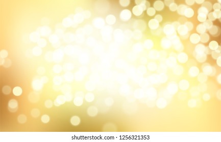 Glittering golden background with bokeh effect. Gold twinkled light  abstract backdrop for Wedding or Christmas xmas card . Vector Illustration.