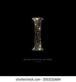 Glittering golden letters on a black background, shiny letters