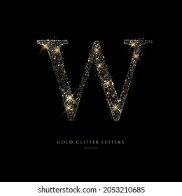 Glittering golden letters on a black background, shiny letters