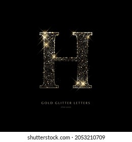 Glittering golden letters on a black background, shiny letters