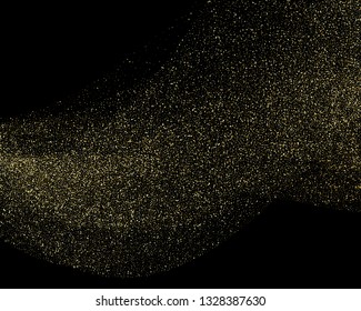 Glittering golden textured background. Gold Glitter Texture Isolated On Black. Vector illustration.