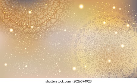 Fondo de oro del patrón de encaje brillante