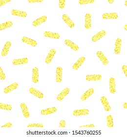 glittering memphis seamless pattern, shining geometric shapes, holiday banner, christmas backround, vector paper wrapping for gift, gold sprinkling