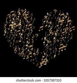 Glittering Music Note Icons Texture. Luxury Cover Pattern Design. Texture with Note Symbols. Fashion, Fabric Print Design Background.