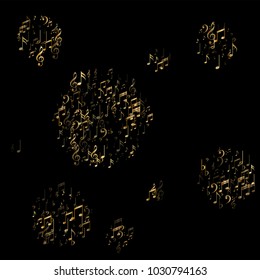 Glittering Music Note Texture. Music Fashion Pattern Design. Texture with Note Icons. Cover Print Design Pattern.