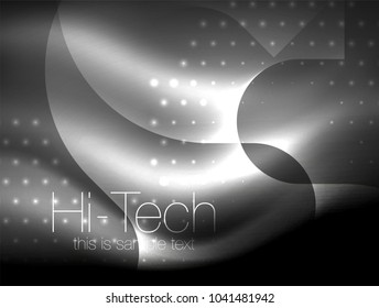 Brillante ola de neón brillante, fondo abstracto de arte moderno tecno, plantilla mágica brillante. Ilustración del vector