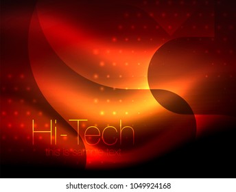 Brillante ola de neón brillante, fondo abstracto de arte moderno tecno, plantilla mágica brillante. Ilustración del vector