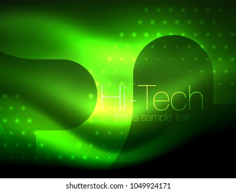 Glittering neon glowin wave, techno modern art abstract background, magical shiny template. Vector illustration
