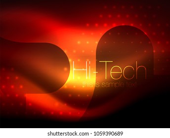 Glittering neon glowin wave, techno modern art abstract background, magical shiny template. Vector illustration