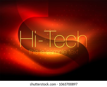 Glittering neon glowin wave, techno modern art abstract background, magical shiny template. Vector illustration