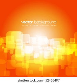 Glittering orange and yellow lights background with text - vector