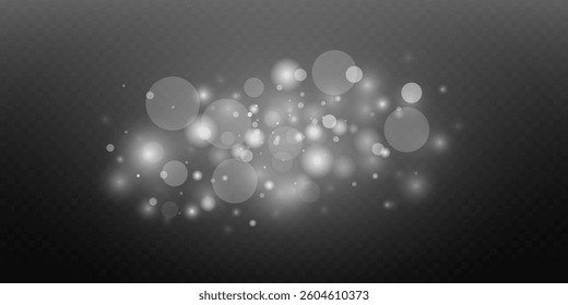 Glittering particles of dust and sparks.
