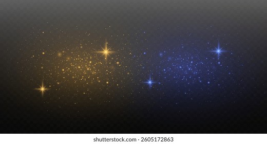 Glittering particles of dust and sparks.