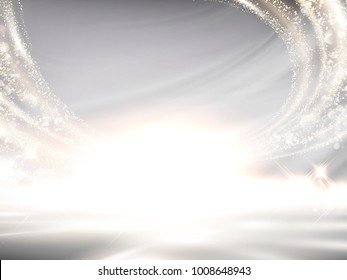 Glittering Pearl White Background, Elegant Wavy Light Effect For Design Uses In 3d Illustration