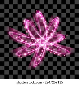 	
Glittering pink halftone elements for graphic design. Abstract shapes from sparkling dots on transparent background. Glowing purple spot set. Vector illustration. EPS 10.