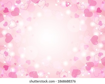 Glittering pink heart background illustrations, Valentine and wedding , Horizontal position