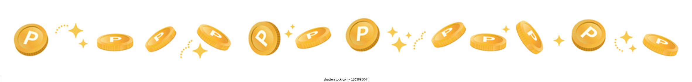 Glittering Point illustration. coins decoration, line material (white background)