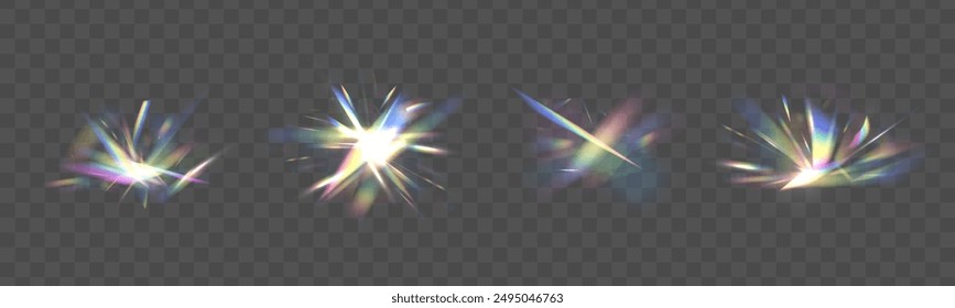 Glittering prism light background of gradation where light enters from the left and right. Overlay for backgrounds.Triangular prism concept.	