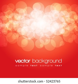 Glittering red lights background with text - vector