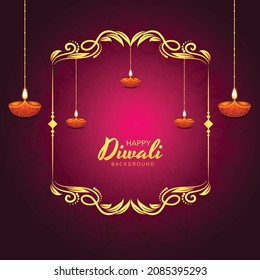 Glittering religious diwali festival beautiful lamps background