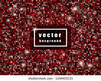 Glittering ruby Texture. Vector bright shiny mosaic. Abstract background.