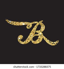 glittering script letter b, vector