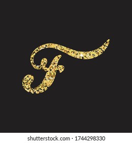 glittering script letter f, vector