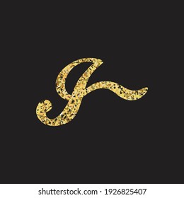 glittering script letter I, vector