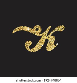 glittering script letter k , vector