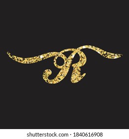 glittering script letter r, vector