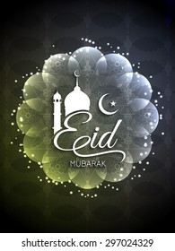 Glittering shiny Eid Mubarak vector background design.