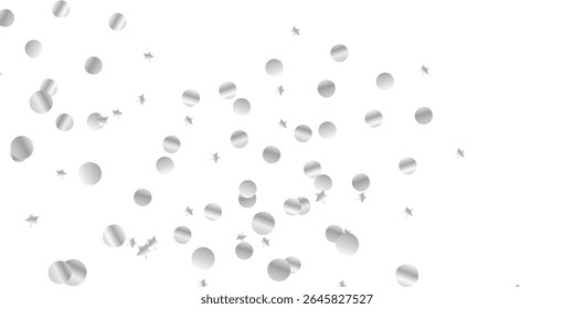 Glittering Silver Streamers and Confetti in Floating Design for Luxurious Celebration Graphics. Transparent Background with Elegant Metallic Silver Elements for Invitation and Poster Design