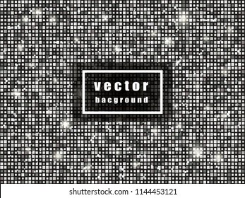 Glittering silver Texture. Vector bright shiny mosaic. Abstract background.