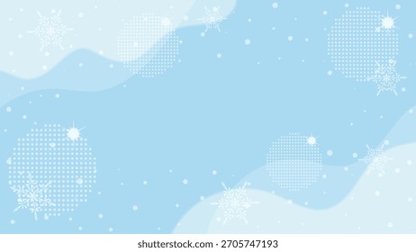 Glittering Snowflakes Falling On A Light Blue Background In Winter