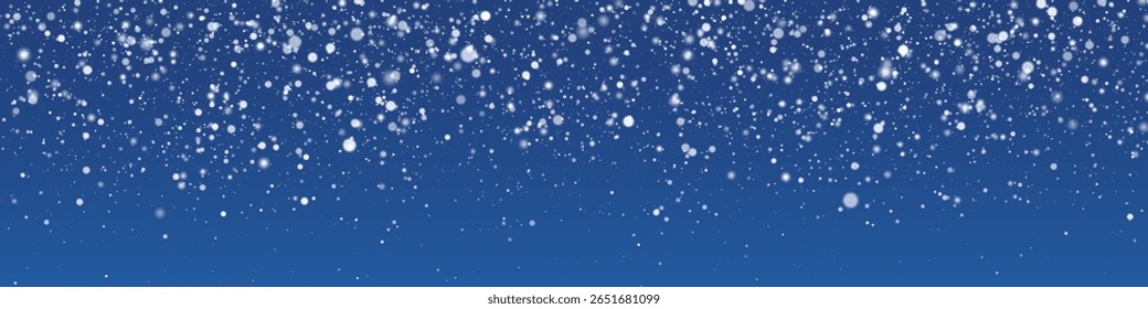 Glittering Snowflakes on Transparent Background. Winter Snow Overlay, Frosty Particles, Holiday Vector Illustration