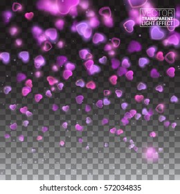 Glittering sparks heart explosion on transparent background. pink glitter particles shape. Sparkling diamond texture. Vector love saint valentine.