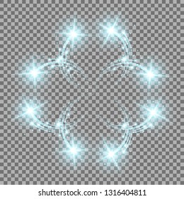 Glittering star dust, circle of lights, stars on transparent background, graphic concept for your design, light rffect, aqua color