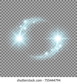 Glittering star dust, circle of lights, stars on transparent background, graphic concept for your design, light rffect, aqua color