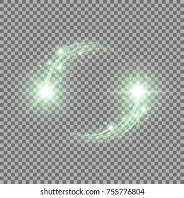 Glittering star dust, circle of lights, stars on transparent background, graphic concept for your design, light rffect, green color
