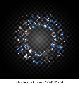 Glittering star dust lights circle. Illustration isolated on transparent background. Graphic concept for your design