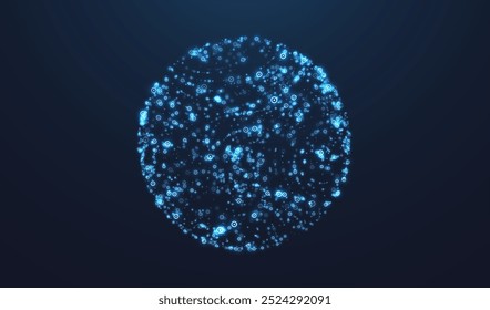 Glittering star dust lights circle. Illustration on dark background. Graphic concept for your design