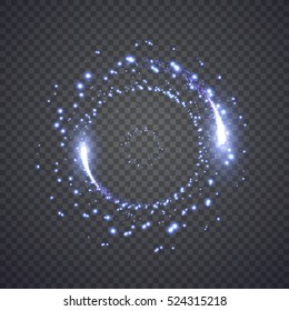 Glittering star dust lights circle. Illustration isolated on background. Graphic concept for your design