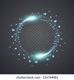 Glittering star dust lights circle. Illustration isolated on background. Graphic concept for your design