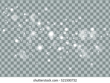 glittering star dust trail sparkling particles on transparent background. Space comet tail. Vector glamour fashion illustration.