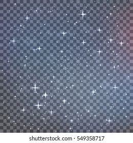 glittering star dust trail sparkling particles on transparent background. Space comet tail.