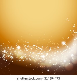  glittering stars flowing orange background