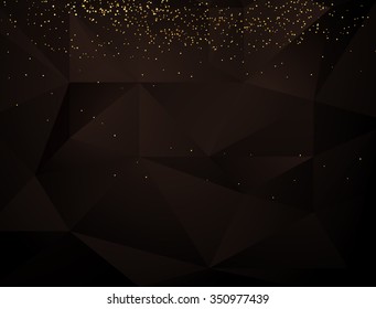 glittering stars from golden dust on the top of dark brown luxury background
