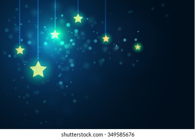 glittering stars on bokeh background vector illustration for use as christmas holiday graphic design project.