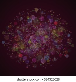 Glittering stars on vintage lights bokeh background illustration. Defocus transparent glitter